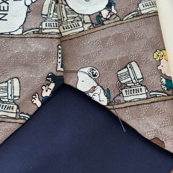 Peanuts Mens Silk Neck Tie Office Coffee Break Brown USA Snoopy Gang Characters - Picture 11 of 14